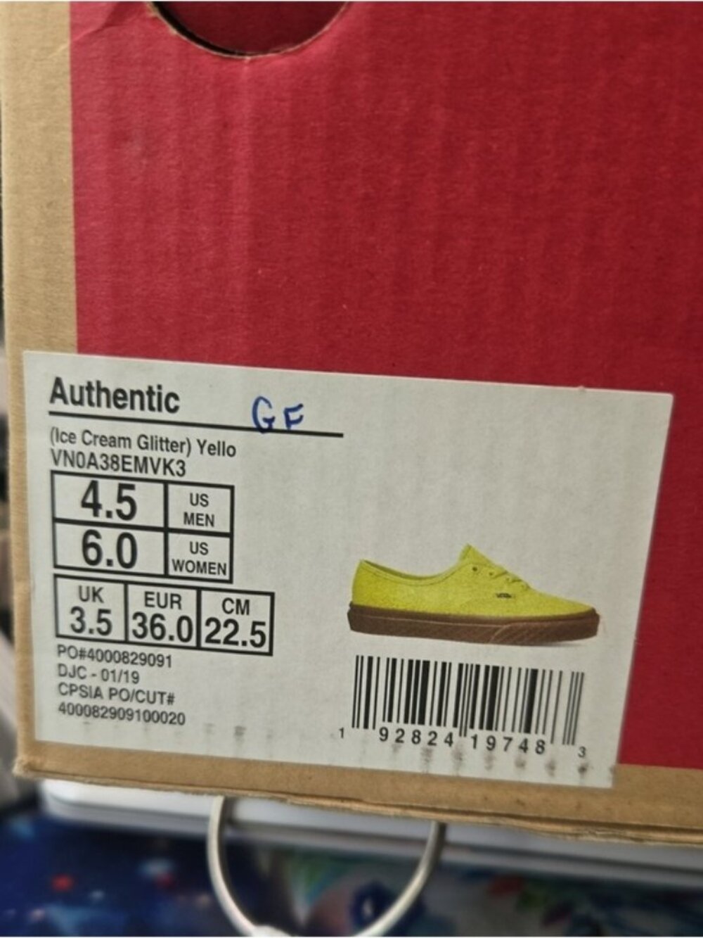 Vans Authentic Women Glittery Yellow Lace-Up Sneakers Gum Sole New W Tags 062026 - Picture 12 of 12